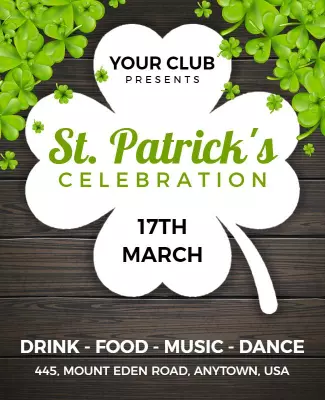 Vibrant Green Clover-Themed St. Patrick's Celebration Flyer Template