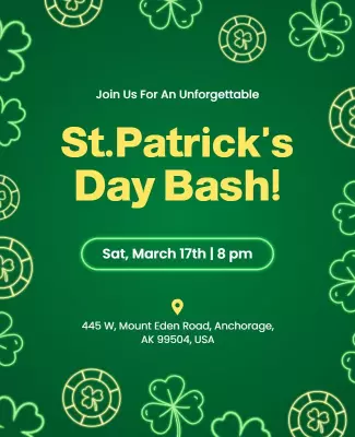 Festive Green St. Patrick's Day Bash Celebration Flyer Template