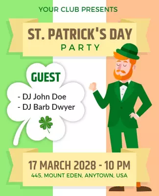 Festive Green St. Patrick's Day Celebration Party Flyer Template