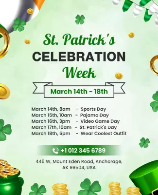 St Patricks Day Celebration Week Flyer Template