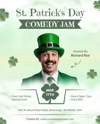 St Patricks Day Comedy Jam Flyer Template