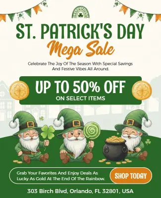 St. Patrick's Day Mega Sale Flyer Template