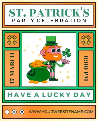 Festive Green St. Patrick's Day Party Celebration Flyer Template