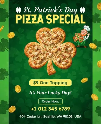 St. Patrick's Day Pizza Promotion Flyer Template