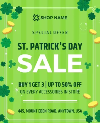 St Patricks Day Sale Promotion Flyer Template
