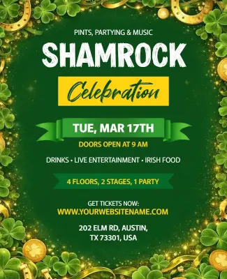 St. Patrick's Day Shamrock Celebration Flyer Template