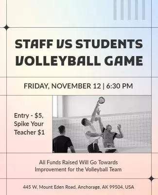 Staff Vs Students Volleyball Game Flyer Template