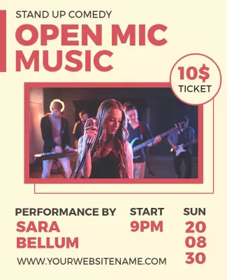 Stand Up Comedy Open Mic Music Flyer Template