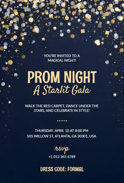 Starlit Gala Magical Prom Night Invitation Template