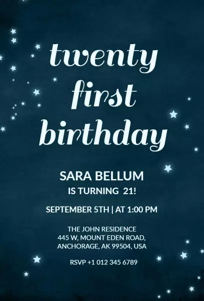 Starlit Night Sky 21st Birthday Celebration Invitation Template