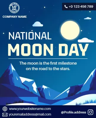 Starlit Night Sky National Moon Day Celebration Poster Template