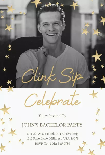 Starry Celebration Bachelor Party Invitation Template