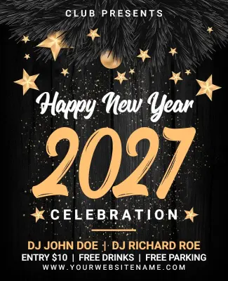 Starry Night 2027 New Year Event Flyer Template