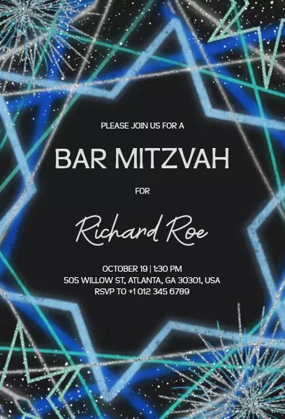 Starry Night Celebration Bar Mitzvah Invitation Template