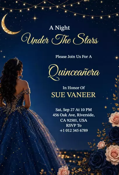 Starry Night Under the Stars Quinceanera Invitation Template