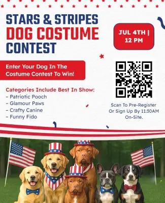 Stars and Stripes Dog Costume Contest Event Flyer Template