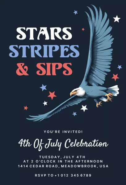 Stars Stripes Sips 4th of July Celebration Invitation Template
