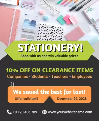 Stationery Clearance Sale Event Flyer Template