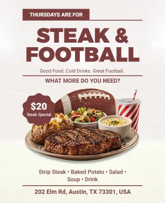 Steak and Football Special Event Flyer Template