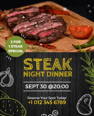 Steak Night Dinner Promotion Flyer Template
