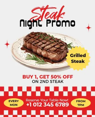 Steak Night Promotional Flyer Template