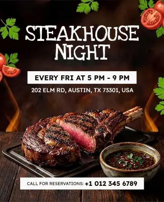 Steakhouse Night Event Flyer Template