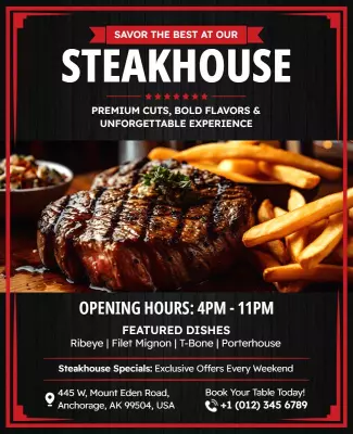 Restaurant Promotion Steakhouse Flyer Template