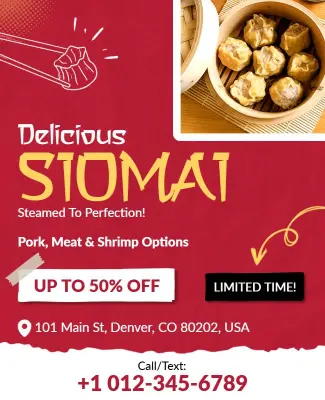 Steamed Siomai Restaurant Promotion Flyer Template