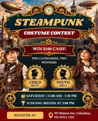 Steampunk Costume Contest Event Flyer Template