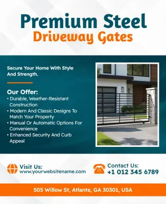 Steel Driveway Gates Advertisement Flyer Template
