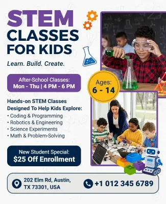 STEM Education Workshops for Kids Flyer Template