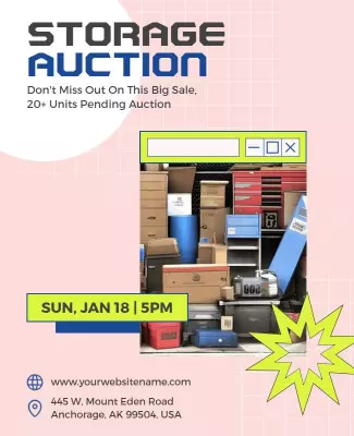 Auction Event Announcement Storage Flyer Template