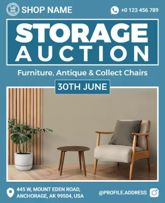 Storage Auction Furniture and Antiques Flyer Template