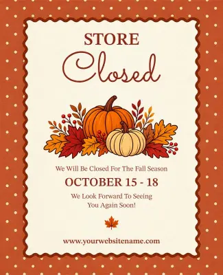Store Closed for Fall Season Announcement Flyer Template