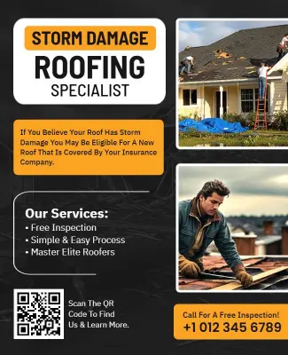 Storm Damage Roofing Services Flyer Template