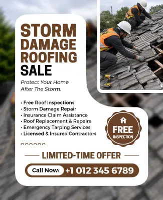 Storm Damage Roofing Services Sale Flyer Template