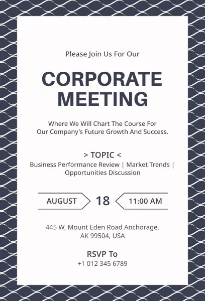 Strategic Corporate Business Performance Meeting Invitation Template