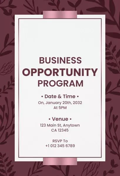 Strategic Networking Business Opportunity Program Invitation Template