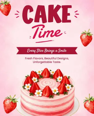 Strawberry Cake Celebration Poster Template