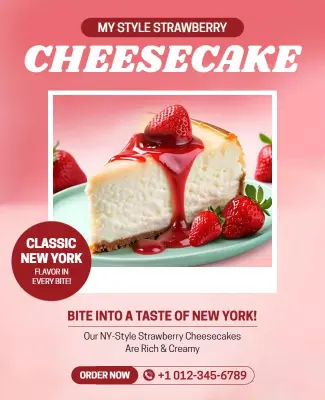 Strawberry Cheesecake Promotion Flyer Template