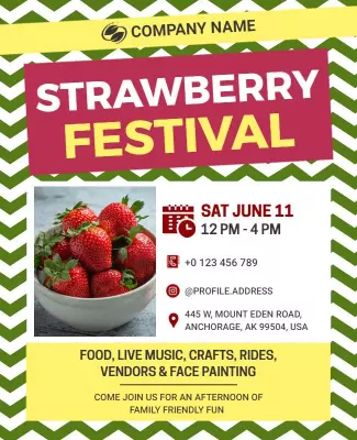 Strawberry Festival Community Event Flyer Template