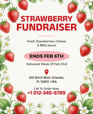 Strawberry Fundraiser Event Flyer Template