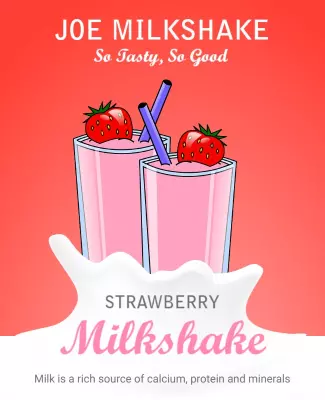 Strawberry Milkshake Advertisement Flyer Template