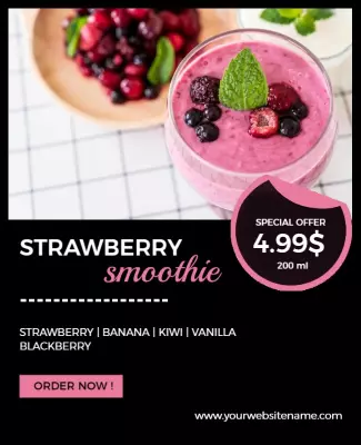 Strawberry Smoothie Special Offer Flyer Template