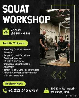 Strength Training Squat Workshop Flyer Template