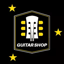 Striking Black and Yellow Guitar Shop Logo Featuring Guitars Logo Template
