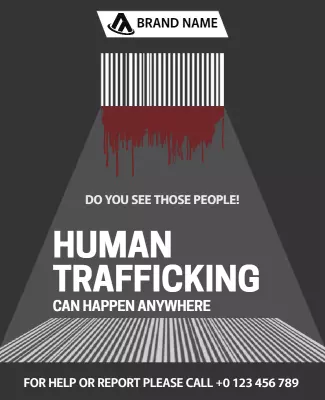 Striking Dark Awareness Campaign Against Human Trafficking Poster Template