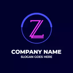 Striking Neon Pink Z Letter with Modern Headphone Design Logo Template