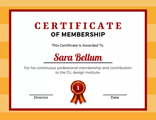 Striking Orange and Red Membership Contribution Certificate Template