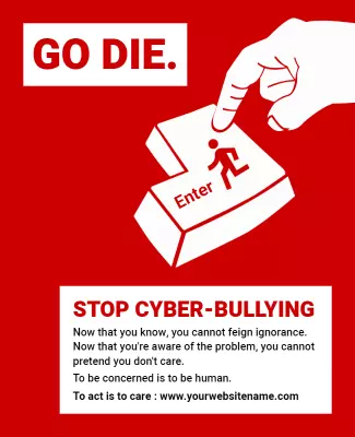 Striking Red Anti-Cyberbullying Awareness Poster Template
